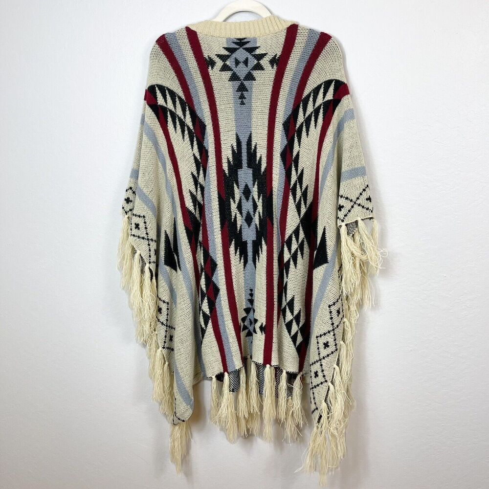 AZTEC BOHO Caftan w/Fringe Size Large - Picture 9 of 9
